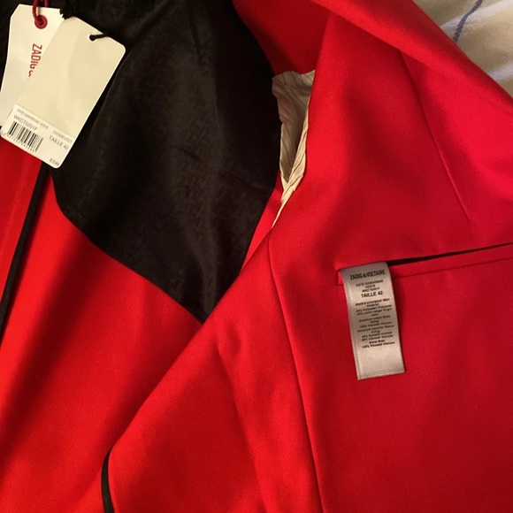 Zadig&Voltair Virgin Wool Stretch Crisp True Red Jacket New With Tags - Picture 10 of 16